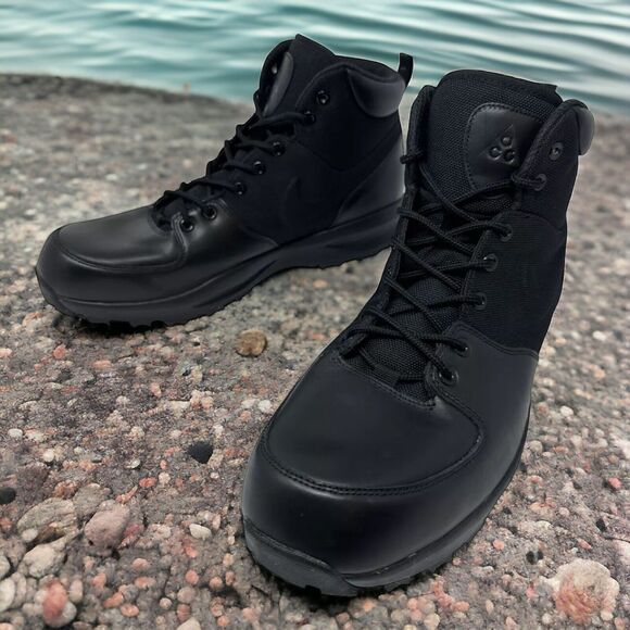 Nike Manoa ACG ALL Black Leather Lace up Combat Boots Mens Size 9.5 Fast Ship main image 7